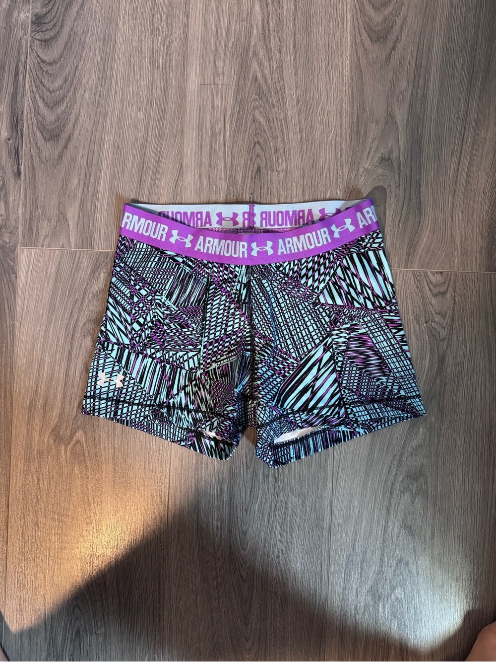 Under Armour Women’s Purple & Teal Geometric Athletic Shorts